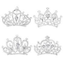 Mini tiaras Crown com pente de cabelo Mini tiara Bulk Crown Princess Crystal Shiny Tiaras Bandanas para mulheres Acessórios de cabelo Cocar de balé para mulheres 4 peças