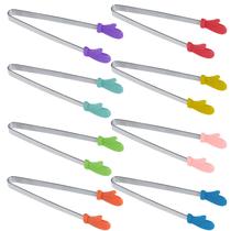 Mini Tongs Tdfronien de 8 peças de silicone de 14,5 cm para crianças servindo comida