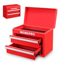 Mini Toolbox WORKPRO 27x15x21cm com 2 gavetas em aço vermelho
