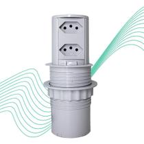 Mini Torre De Tomada Manual Cinza 2 Tomadas 10A Totem 2220W