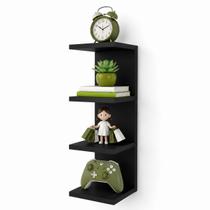 Mini Torre Parede Vertical Prateleira Nicho Preto Estante Organizador Quarto Sala Livro ALBERGONI