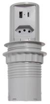 Mini Torre Tomada 1NBR 2USB 20A Cozinha Cinza Totem Multiplug Extensão Antichoque Choque Retrátil Embutir Sobrepor em Mesa Bancada ou Móvel Mini Torre Tomada 1NBR 2USB 20A Cozinha Cinza Totem Multiplug Extensão Antichoque Choque Retrátil Embutir Sobrepor em Mesa Bancada ou Móvel