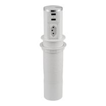 Mini Totem Automatico (1Tom/2Usb) Branco/Cromado - Qm 12214