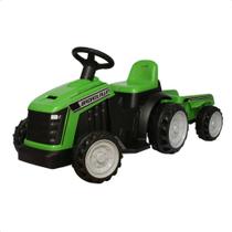 Mini Trator Elétrico Infantil Até 25Kg Com Reboque Verde Tratorzinho Fazenda Importway BW079VD