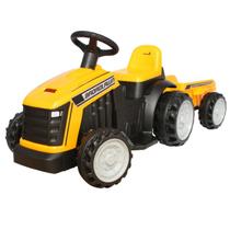Mini Trator Elétrico Infantil com Reboque Amarelo 6V Bivolt