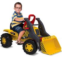 Mini Trator Escavadeira Pedal Bandeirante Amarelo com Pá