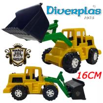 Mini Trator Pá Carregadeira 16CM Plástico - Tratorzinho Carrinhos De Brinquedo Faz De Conta