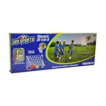 Mini Trave de Futebol e Cesta Basquete Infantil 2 em 1 DM Toys