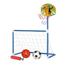 Mini Trave Futebol Infantil + Cesta De Basquete 2 Bolas Rede - DM Toys