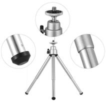 Mini Tripé De Mesa Para Câmeras Compactas Leves E Webcam em Aluminio cor Prata