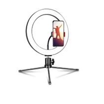 Mini Tripe Iluminador Ring Light 20cm com Suporte Celular Universal Selfie Youtuber Gravação C/ SUPORTE - 20 CM - MKB