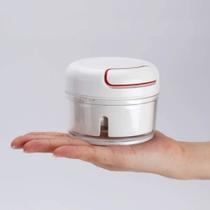 Mini Triturador Processador de Alimentos Manual Multiuso Cozinha Picador Prático Cortador de Alho Cebola 2 Lâminas Inox Recipiente Acrílico 170ml