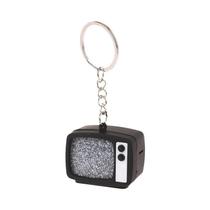 Mini TV Vintage Com Simulação De Som LED, Chaveiro Criativo Em Forma De Televisão, Pingente Para
