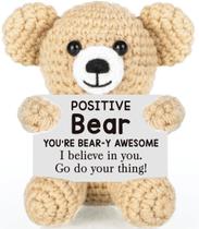 Mini urso de crochê feito à mão WELLBANEE com cartão positivo