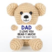Mini urso de crochê WELLBANEE, presente para papai, 9x7x7 cm Mini urso de crochê WELLBANEE, presente para papai, 9x7x7 cm