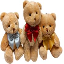 Mini Urso de Natal de Pelucia Marrom De 10cm - Jg de 06pçs