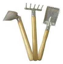 Mini Utensílios Jardinagem Alumínio Rastelo Enxada Pá Cabo