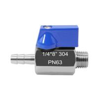 Mini válvula de esfera Beduan de aço inoxidável 5/16 Hose Barb para 1/4 NPT macho