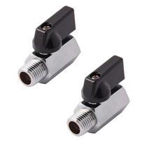 Mini válvula de esfera de metal e 1/4 de latão NPT fêmea x macho (pacote com 2)