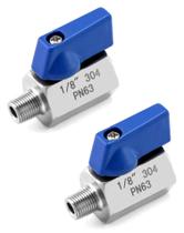 Mini válvulas de esfera QWORK em aço inoxidável 1/8 NPT com rosca x2