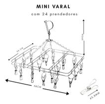 Mini Varal De Inox 20 Prendedores Modelo Retangular 100% Inox Mini Varal De Inox 20 Prendedores Modelo Retangular 100% Inox