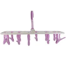 Mini Varal de Roupas Íntimas Dobrável 12 prendedores Rosa