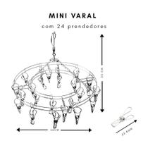 Mini Varal Roupa Intima 24 Prendedores De Roupa 100% Inox - Evolução Em Inox