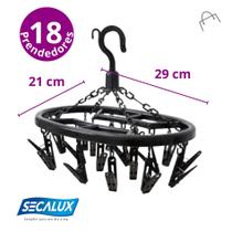 Mini Varal Secalux Oval c/ 18 Prendedores - Preto