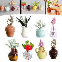 Mini Vase Magnets, 8 peças de vaso de flores de cerâmica para geladeira