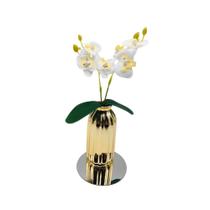 Mini Vasinho Decorativo + Haste Flor Orquídea + Bandeja Sala