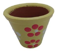 Mini Vaso Barro Cerâmica Amarelo Pintado A Mão - Stop Flores
