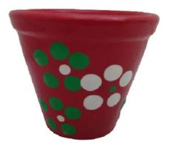Mini Vaso Barro Cerâmica Vermelho Pintado A Mão Decoração - Stop Flores