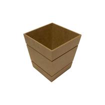 Mini Vaso Cachepot Riscado 9,5x9,5x10 Mdf Madeira