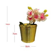 Mini Vaso Com Flor Orquídea Decorativa Arranjo Festa Eventos