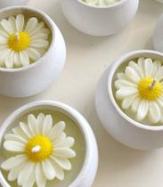 Mini vaso com velas em margaridas 3 unidades