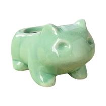 Mini Vaso De Cerâmica Fofo Verde Para Suculentas Com Furo Para Decoração De Casa, Jardim E Exterior