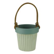 Mini Vaso de Concreto Leather Hold Cinza 8,3 x 7,5 x 8cm