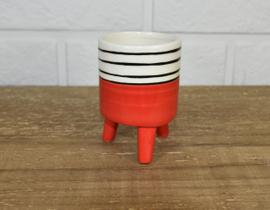 Mini vaso de porcelana tripé - vermelho