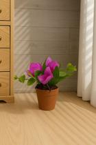 Mini Vaso Decorativo C/ Flor Primavera Artificial Realista Rosa