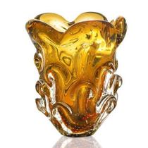 Mini Vaso Em Cristal Murano Aspente Âmbar Cristais São Marcos