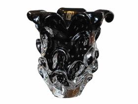 Mini Vaso Murano Preto São Marcos 17x16cm