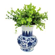 Mini Vaso Porcelana Chinesa ul E Branco Arranjo 13X10Cm