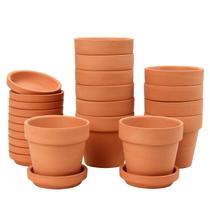 Mini vasos de terracota Briful de 8x8x7 cm com conjunto de pires