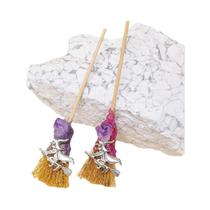 Mini Vassoura De Cristal De Ametista Natural Em Forma De Flor Para Reiki E Limpeza