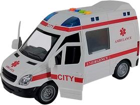 Mini Veículo Ambulância Resgate Com Luz e Som - Shiny Toys