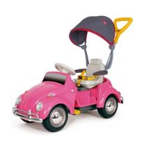 Mini veiculo bubblecar passeio pedal rosa com capota e haste