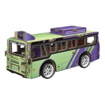 Mini Veículo de Montar 3D Monte e Brinque Madeira Ônibus DM Toys