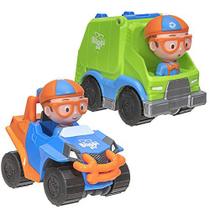 Mini Veículos com Figuras de Blippi - Inclui Caminhão de Lixo e Blippi Mobile