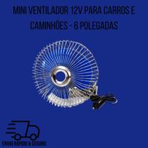 Mini Ventilador 12V para Carros e Caminhões - 6 Polegadas