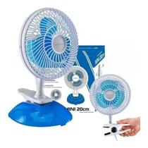 Mini Ventilador 20cm Portátil 3 Pás Branco Base Clipe 220v